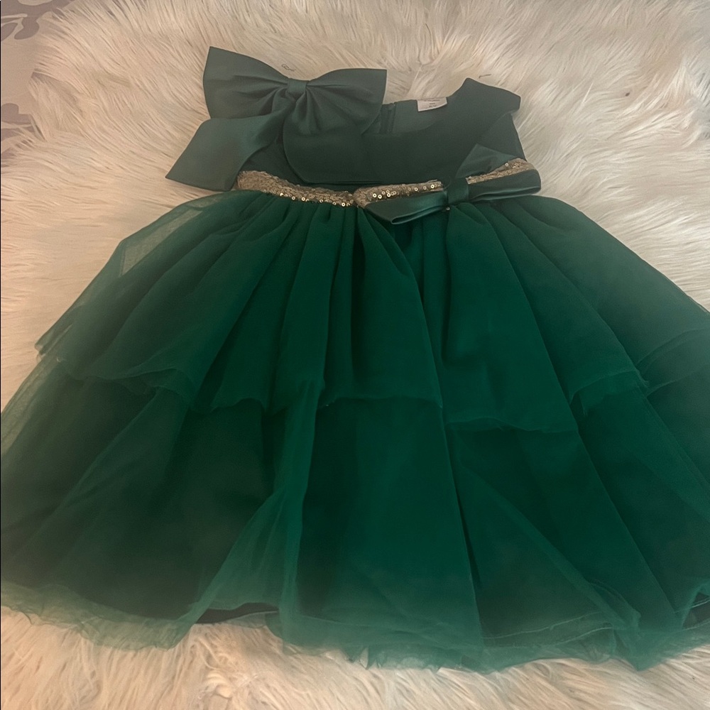 Dolce & Gabbana Green Kids Dress with Gold Accents